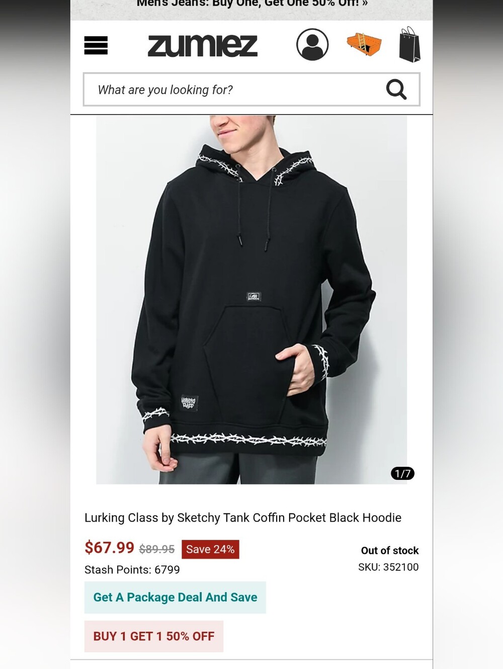 Lurking Class by Sketchy Tank Coffin Pocket Black Hoodie Black Size Med